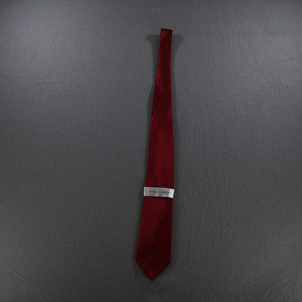 Geoffrey Beene Mens Diamond Grid Silk Necktie OS‎ Red